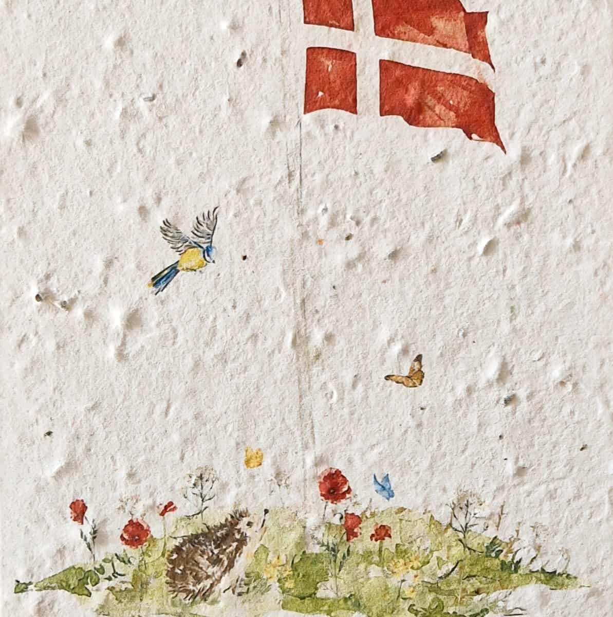 Motivdetalje fra Fødselsdagskort af frøpapir