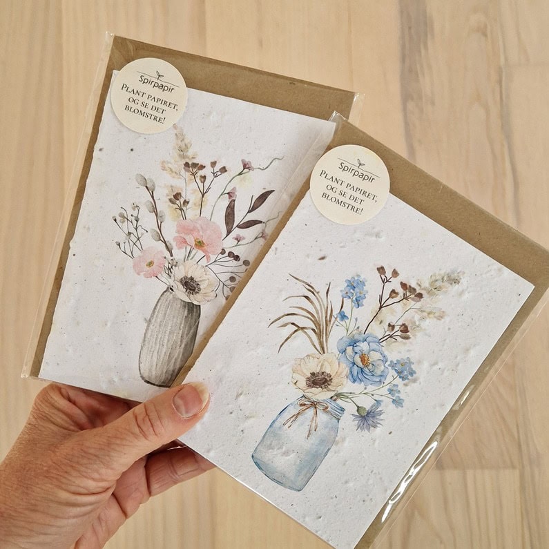 Frøkort med blomsterbuket som motiv fra Spirpapir